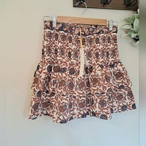 HOUSE of Harlow 1960 Size Marble Rust Smocking Tiered Mini Skirt NWT M